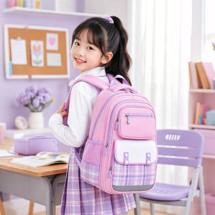 书包女生小学生轻便减负护脊一二三年级女孩大容量软布双肩书包