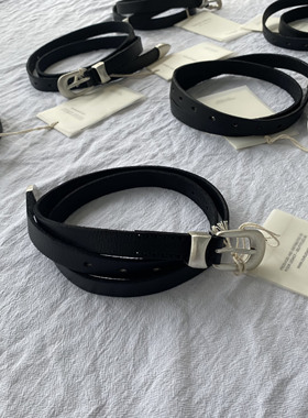 正确版OURLEGACY3.5毫米定制水洗做旧头层牛皮水滴眼银扣腰带皮带