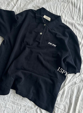 自主MIU风格24SS新款珠地棉字母刺绣方领POLO衫纯棉短袖T恤