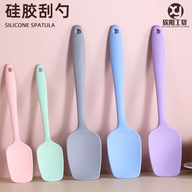 烘焙工具一体式食品级硅胶刮勺耐高温奶油抹刀牛油刮勺T形铲 现货图片
