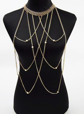 跨境饰品 双肩斗篷披风身体链body chains 速卖通ebay专供胸链