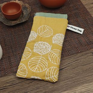 阿诺金手工皆川明黄便携布艺眼镜袋女袋墨镜太阳镜收纳包弹片闭合