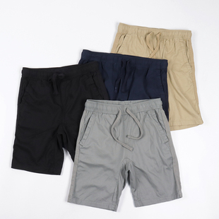 宽松松紧腰胖子五分裤 加大码 男纯棉休闲短裤 夏季 梭织外贸 水洗棉