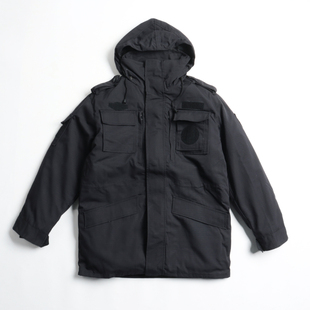 冬季战训大衣保暖防寒棉衣袄可拆卸内胆黑色保安工作服加棉加厚男