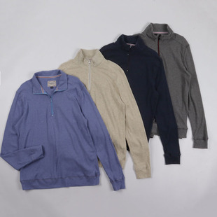 针织衫 纯棉 半拉链卫衣立领休闲宽松大码 打底长袖 外贸男 春秋款