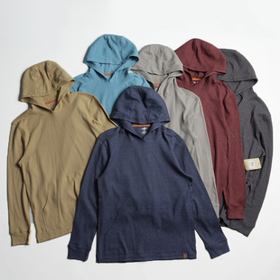 男女百搭外贸长袖 春秋华夫格慵懒风舒适透气宽松休闲大码 连帽长袖