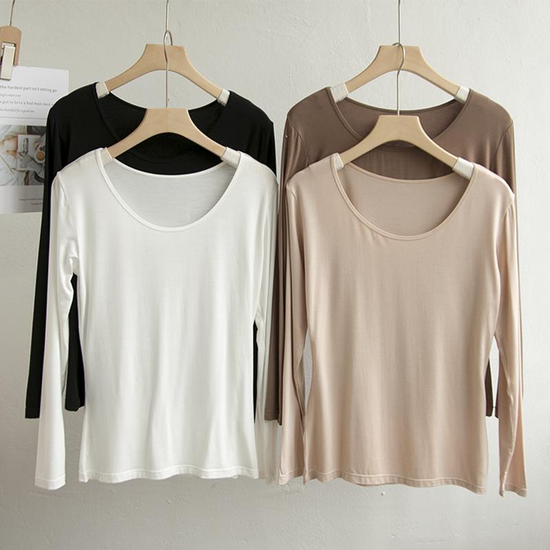 莫代尔贴身打底衫大U领口