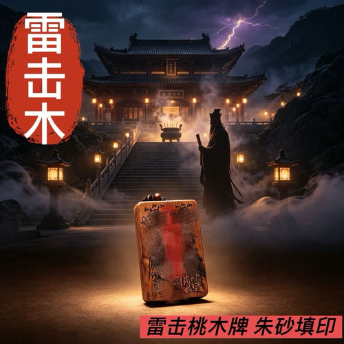 天然雷击桃木金光咒牌朱砂紫薇讳吊坠道家法器饰品令牌项链车挂平