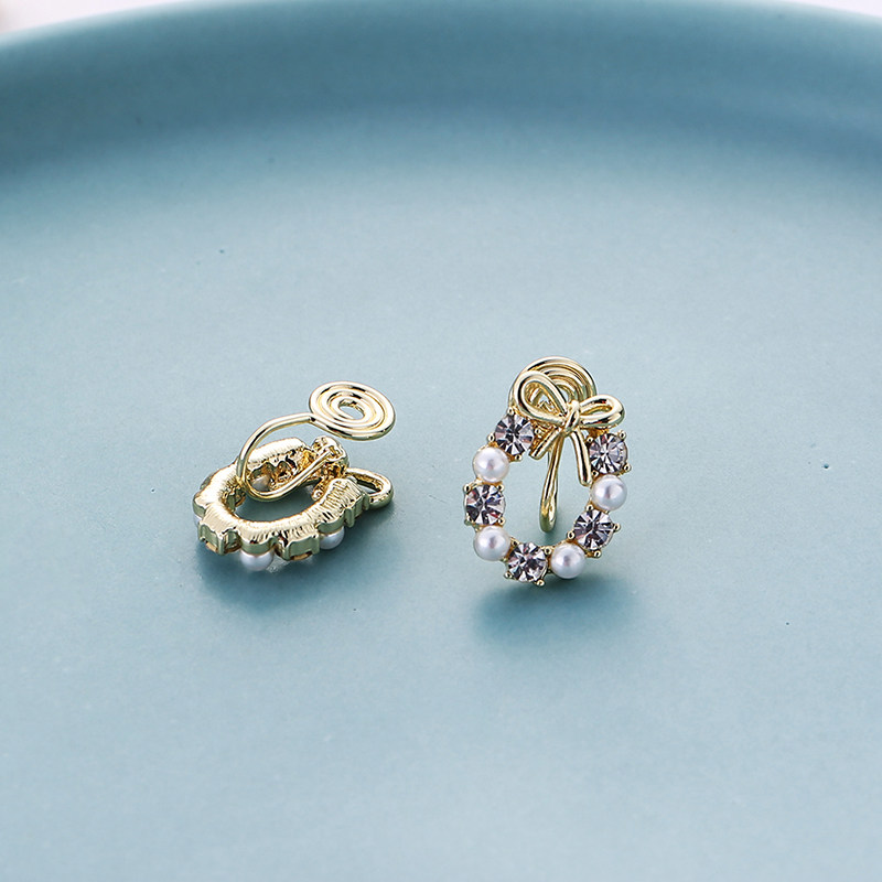 蝴蝶结蚊香盘无耳洞耳夹无痛硅胶仙气森系超仙甜美女耳环耳饰女