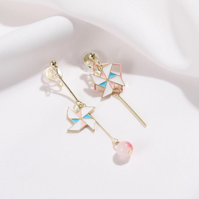 独特设计感风车耳钉蚊香盘耳夹