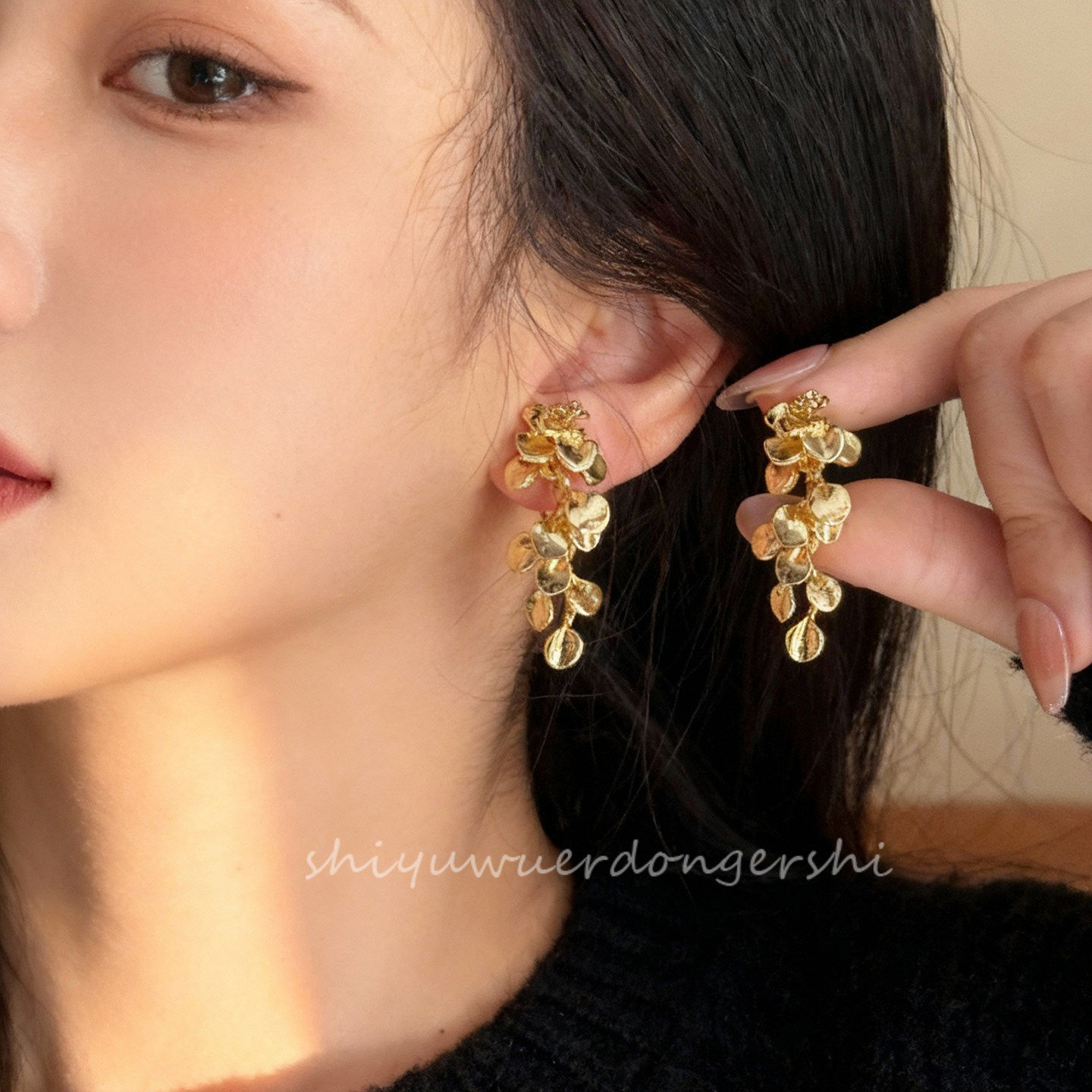 国风金色叶子蚊香盘耳夹时尚小众耳钉无耳洞轻奢长款花朵流苏耳饰,饰品/流行首饰/时尚饰品新,耳夹,淘宝优惠券,粉丝福利购,淘宝优惠卷