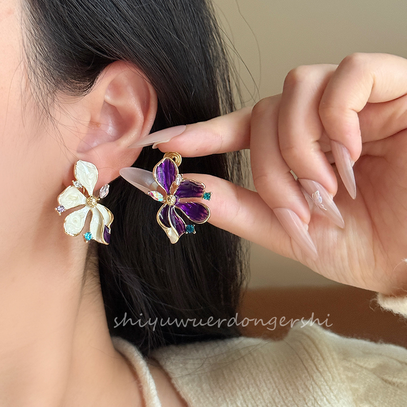 不规则滴油花瓣水钻蚊香盘耳夹