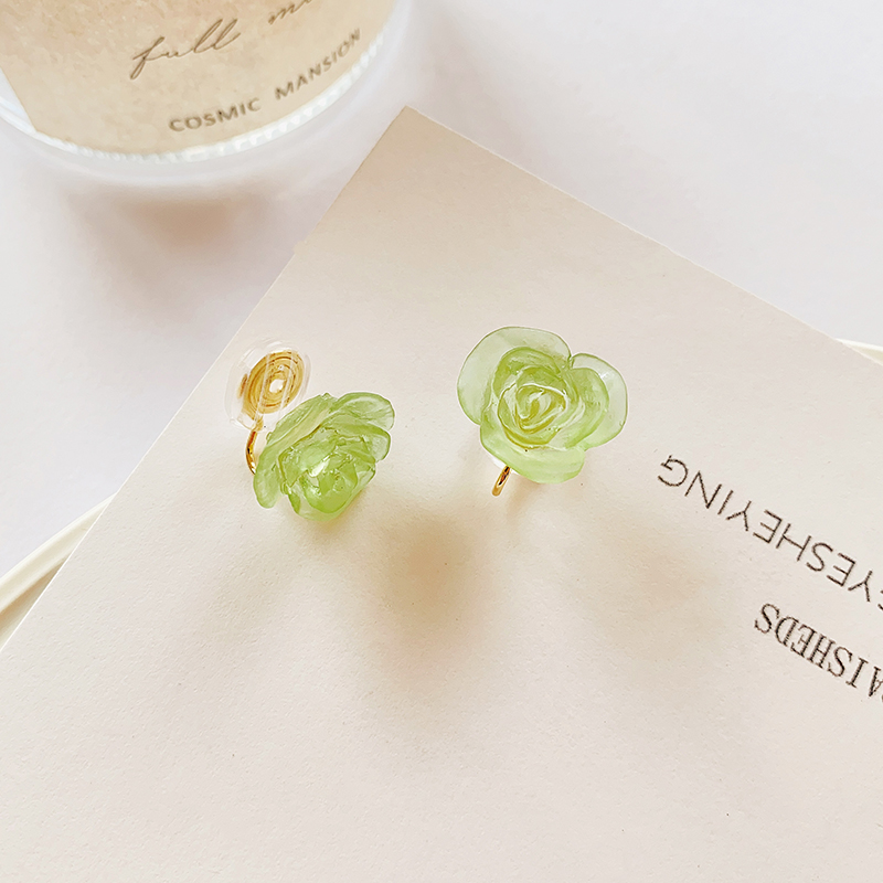 玫瑰花朵耳钉蚊香盘无耳洞耳夹