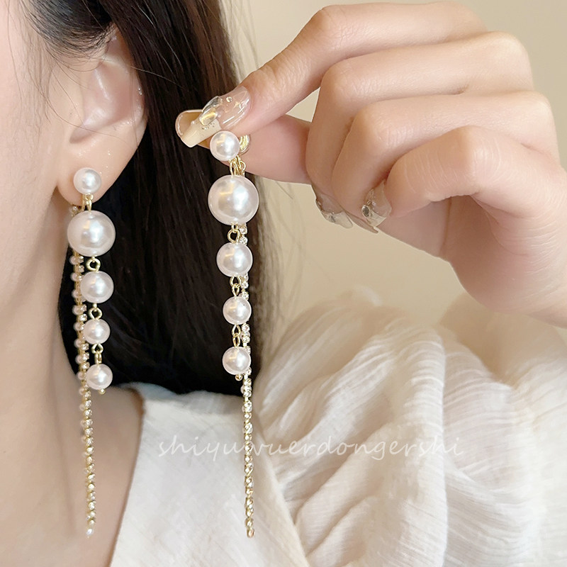 超长珍珠流苏轻奢无耳洞耳饰夸张气质蚊香盘耳夹法式优雅高级耳钉,饰品/流行首饰/时尚饰品新,耳夹,淘宝优惠券,粉丝福利购,淘宝优惠卷