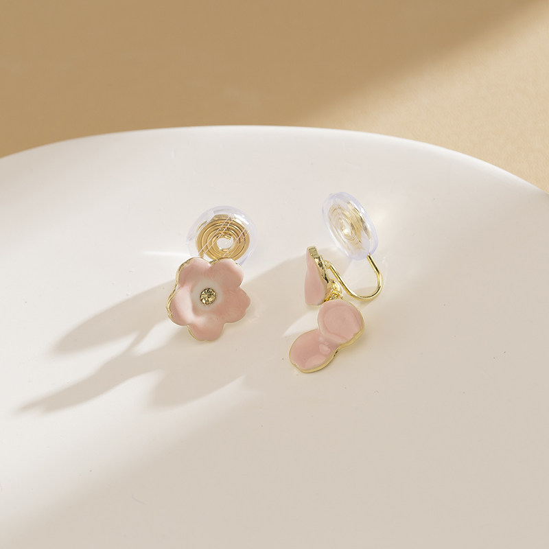 不对称花朵无耳洞蚊香盘耳夹粉色甜美气质公主温柔耳钉耳环耳饰女,饰品/流行首饰/时尚饰品新,耳夹,淘宝优惠券,粉丝福利购,淘宝优惠卷
