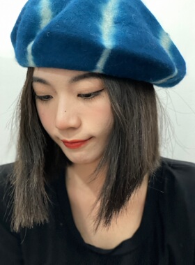 黄黄小卖部复古显白扎染羊毛帽