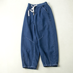 宽松直筒廓形休闲萝卜灯笼裤 日系复古CityBoy锥形阔腿工装 牛仔裤