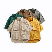 工装 多口袋短袖 衬衫 美式 男高级感痞帅ins潮牌日系宽松半袖 衬衣女