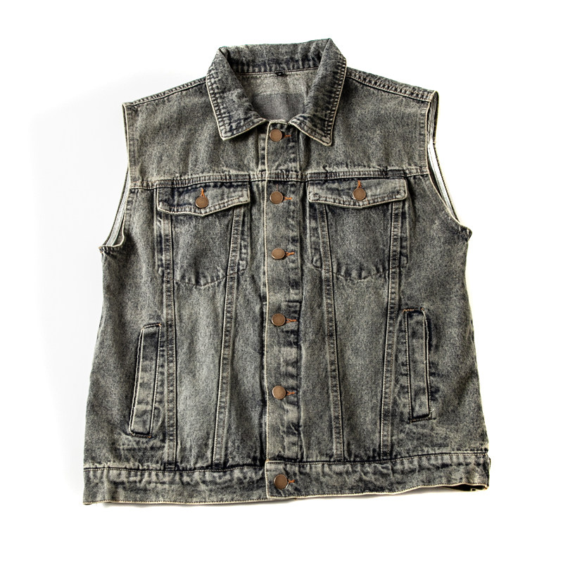JAPANESE RETRO DENIM VEST WOMENS KOREAN VERSION OF THE HORSE CLIP VEST SLEEVELESS SHOULDER WASH DISTRESSED LAPEL CARGO COAT TIDE