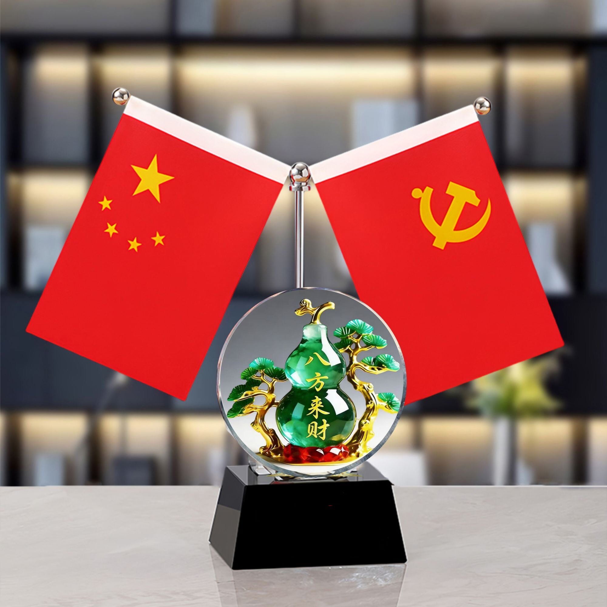 聚宝盆年年有余摆件老板办公室桌面装饰红旗大气领导朋友开业送礼图片