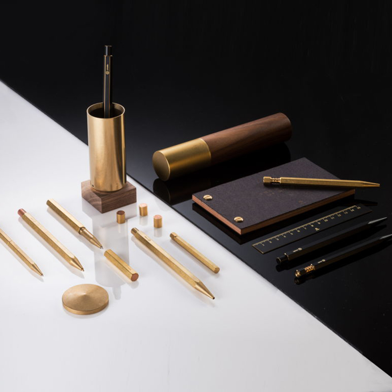 ystudio笔筒经典系列黄铜尺