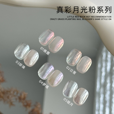 ZYZC海莉同款美甲极光珍珠白月光粉美甲店专用镜面魔镜粉蹭粉封层