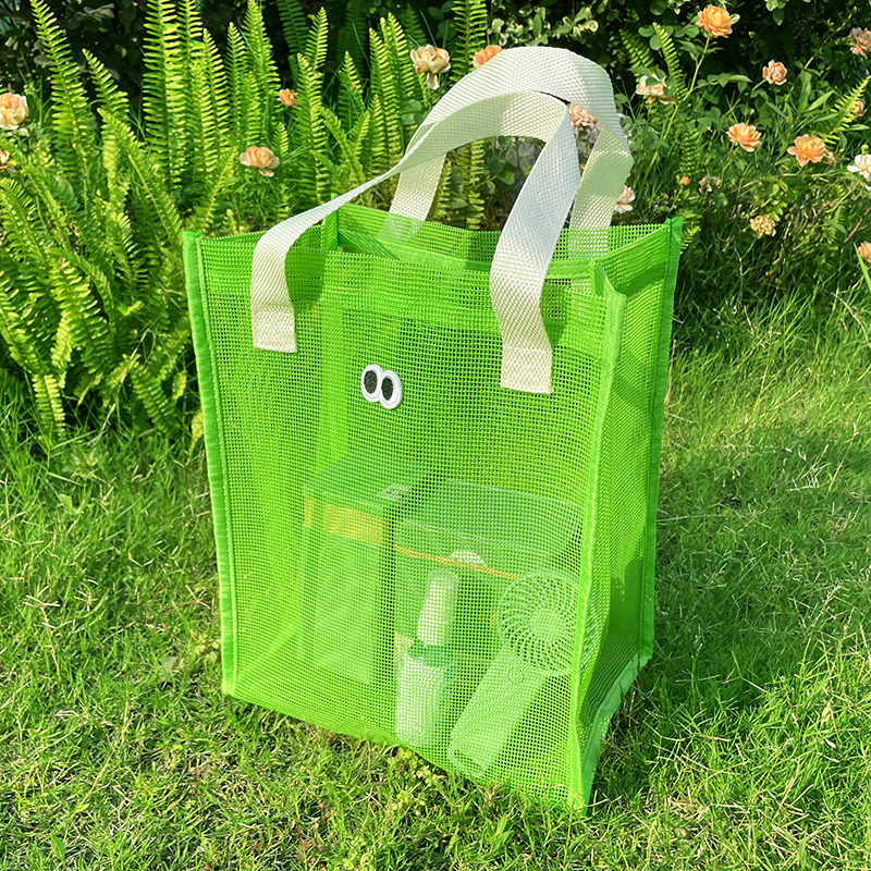 韩国大眼睛透气网眼手提包购物袋旅行挎包书本收纳包ins伴手礼