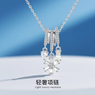 s925银何方雪环冰晶锁骨链吊坠简约优雅高级感毛衣链颈链雪花项链