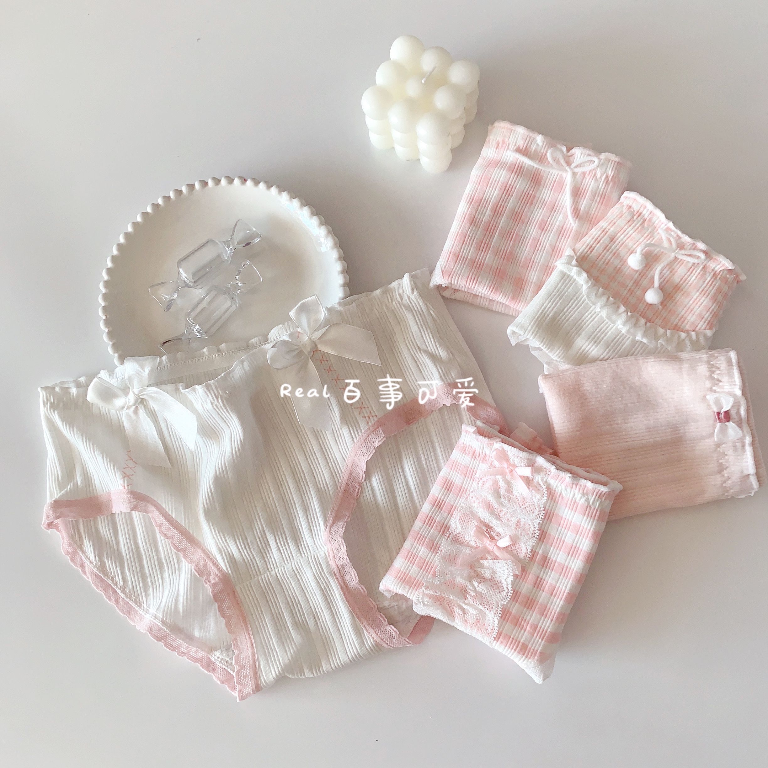 5条装纯欲风粉色洛丽塔系内裤女可爱甜美少女三角裤纯棉裆中腰内