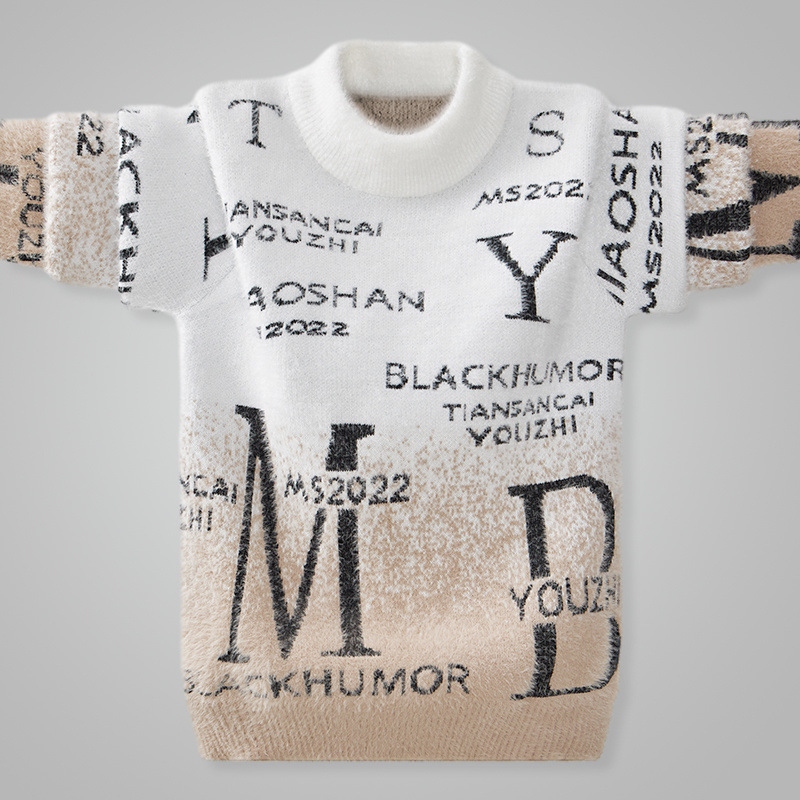 男童水貂绒毛衣圆领秋冬装针织衫