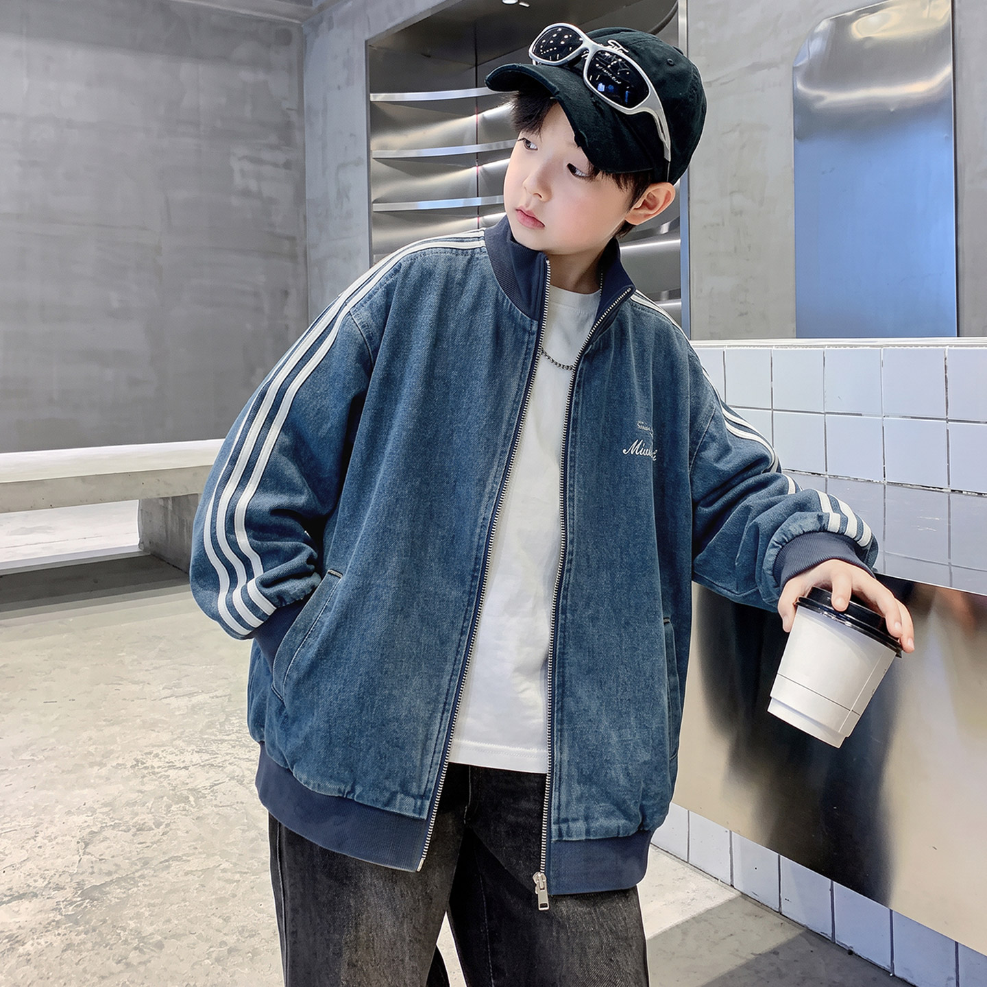 男童春秋装牛仔外套休闲2026新款儿童欧美洋气中大童秋季夹克帅气