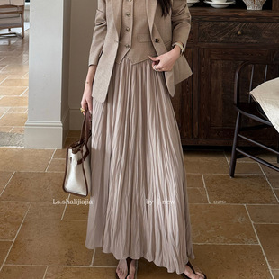 LS 优雅时尚通勤显瘦百褶半裙 广州十三行2026早春新品女装61276#