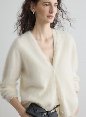 Saje木质系《自在从绒》含山羊绒绒感绵羊毛针织V领开衫