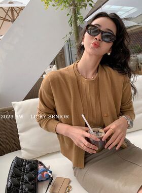 LICKYSENIOR Bi入系列两件套针织短袖开衫女秋冬新款穿搭