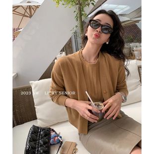 LICKYSENIOR Bi入系列两件套针织短袖开衫女秋冬新款穿搭