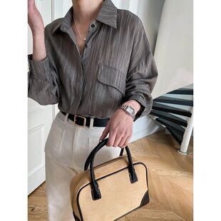衬衫 薄感天丝褶皱肌理设计感开衩翻领长袖 SN7049 早春新款 司南