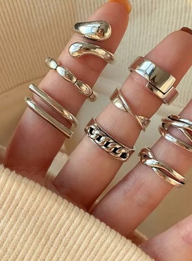 欧美跨境饰品时尚个性戒指女简约百搭小众设计感食指戒