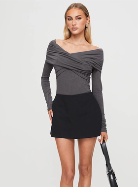 小俞家 princess poll* 性感御姐风灰色修身显瘦长袖定位衣辣妹秋