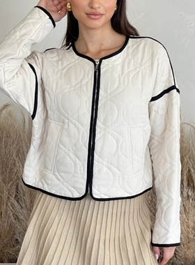 小俞家 ill*时尚百搭白色圆领休闲棉服外套