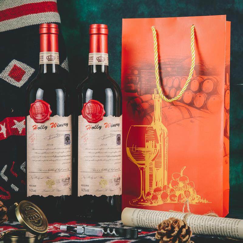 进口AOP级霍利酒庄黄金古树邮票干红葡萄酒 750ml*4瓶礼袋+海马刀