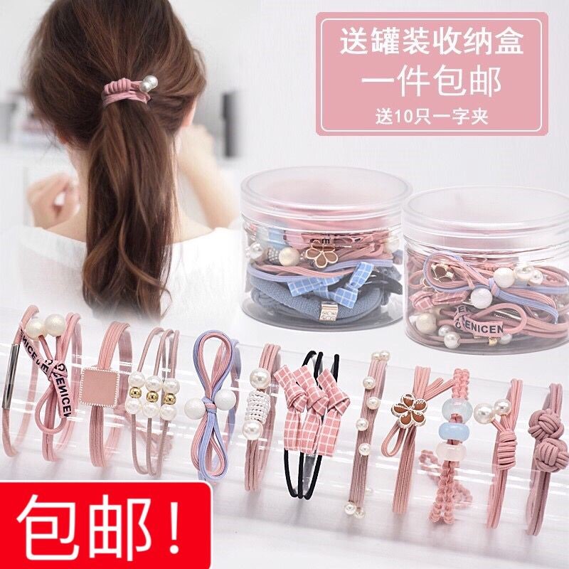 夏天传统胶圈橡皮筋少女心发圈牛皮筋成年头花头绳辫子?#20449;?#21451;潮流