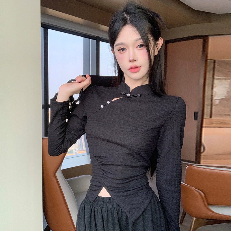 新中式立领盘扣修身显瘦复古上衣