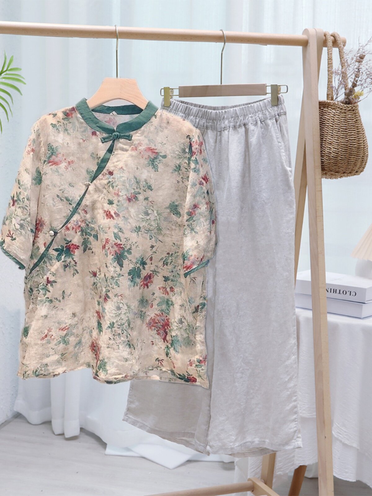 [LOSS OF MONEY PROCESSING] SUMMER FLORAL RETRO SHORT-SLEEVED VERSATILE LINEN TEMPERAMENT LITERARY PLUS-SIZE LOOSE SHIRT TOP