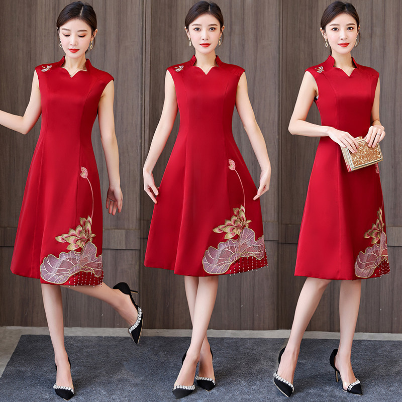 【特价清仓】婚礼妈妈礼服喜婆婆高贵气质婚宴装年轻妈妈改良旗袍