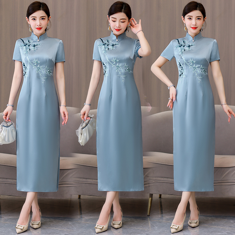 妈妈气质优雅复古改良刺绣旗袍女