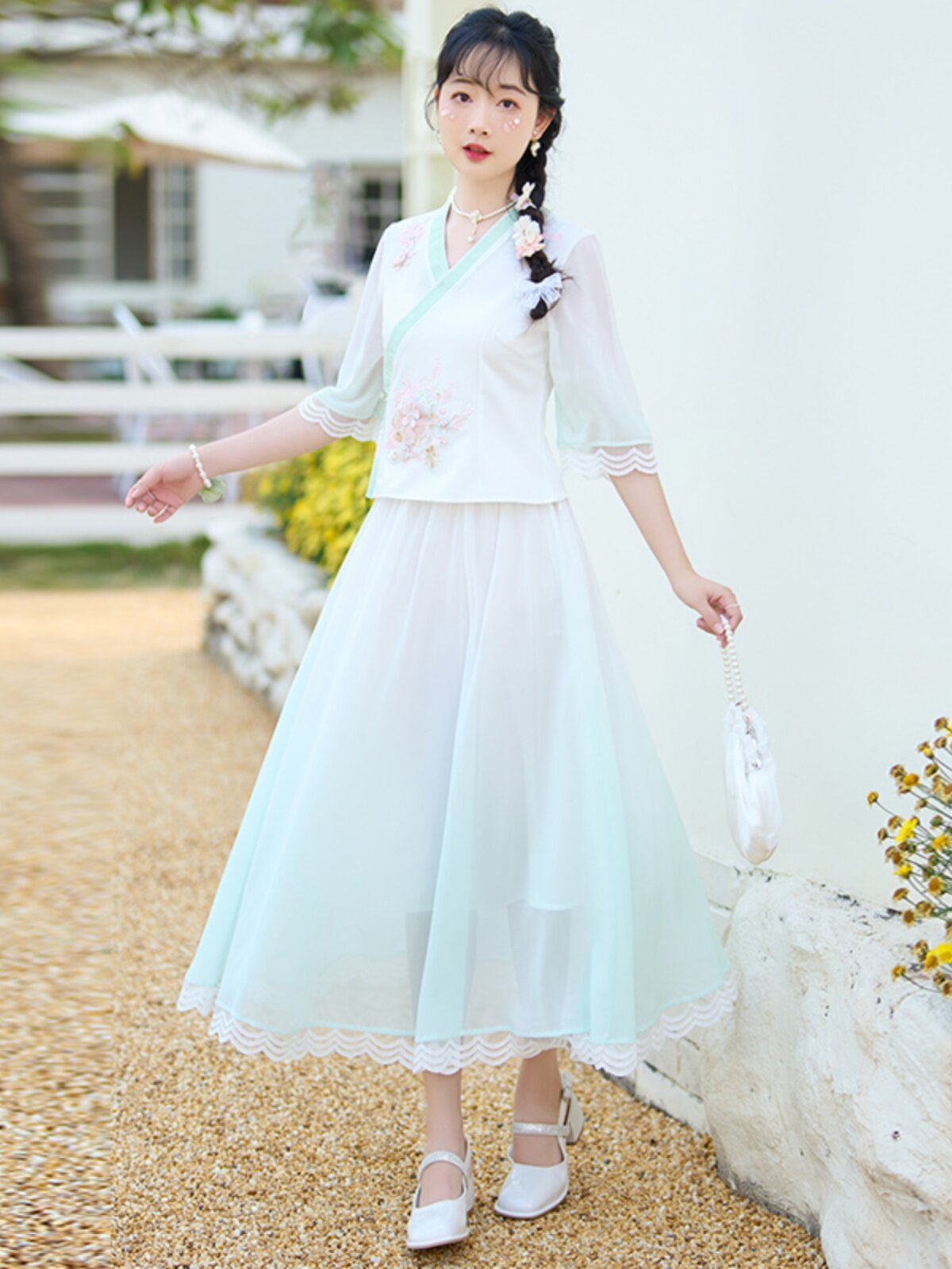[LOSS OF MONEY PROCESSING] NEW CHINESE STYLE RETRO GIRL HANFU IMPROVED VERSION OF THE ELASTIC WAIST VERSATILE TEMPERAMENT SKIRT