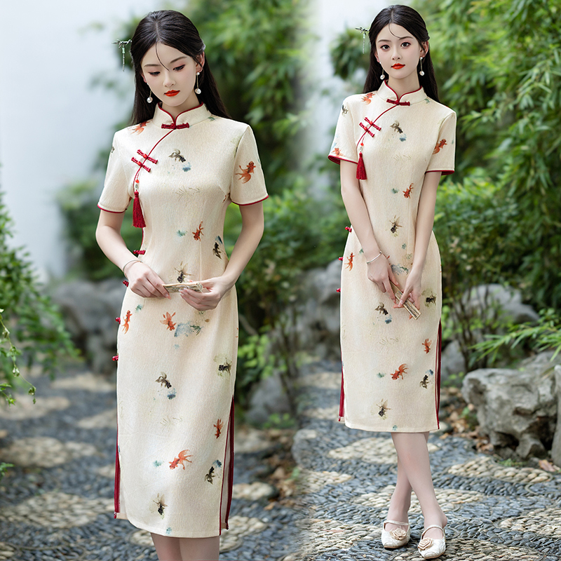 新中式复古国风立领盘扣连衣裙女