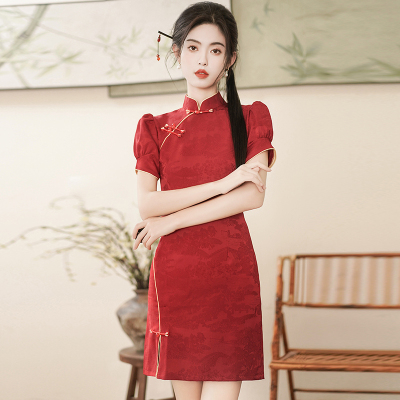 新中式改良立领盘扣旗袍连衣裙女