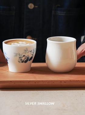 原创 银时燕COMBO熊猫奶咖杯咖啡品鉴白玉瓷杯精品手冲咖啡小圆杯