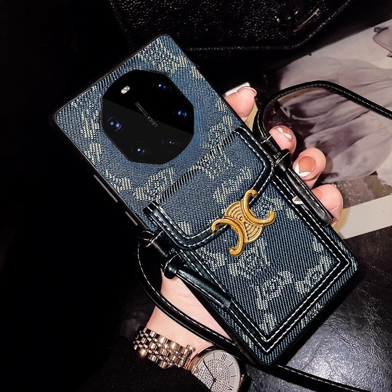 华为mate70pro手机壳新款x5/x3/x2保时捷mate50rs保护套60rs非凡大师Pura70女斜跨背带绳卡包p40时尚高级适用